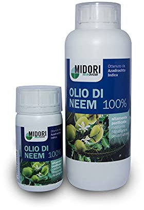 Midori Olio di Neem Puro Antiparassitario Repellente Insetticida Sistemico Naturale per Piante Fiori Contro Parassiti Insetti Afidi Cimici Cocciniglia (1 litro) in OMAGGIO una coppia di Guanti