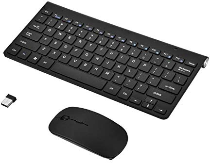 Wireless-Tastatur und -Maus, Wireless-Maus- und Tastatur-Kombination mit Scissor Switch-Tasten, 2,4-GHz-USB-Funktastatur für Laptop, Computer, PC, Tablet, Desktop, IOS/OS X PC Win XP/7/8(Schwarz)