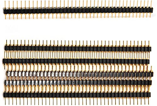 CHANZON Round Pin Header Strip for Arduino Gpio 40pin x 5pcs Male Headers Pins Straight Single Row Gold Plated Pitch 2.54mm 0.1 inch Breakaway for PCB Connector Raspberry Pi Machine Breadboard