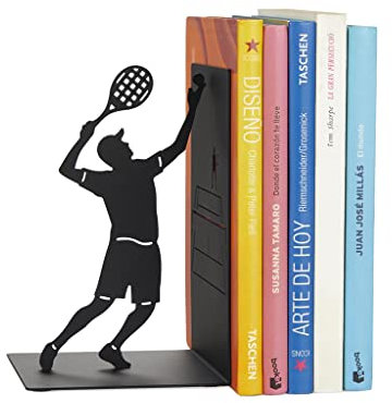 Balvi Serre-Livres Match Ball Couleur Noir Soutien aux Livres de bibliothèque avec Un Joueur de tenni