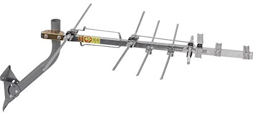 RCA Antenna TV Yagi compatta per esterni o attici, antenna digitale OTA a lungo raggio per una ricezione chiara, compatibile con NexGenTV, supporta TV 4K/8K 1080p, colore argento
