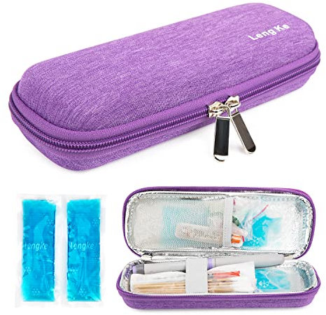 YOUSHARES Bolsa de Viaje para Diabéticos con 2 Bolsas de Hielo - Insulina Nevera Viaje Caso Estuche Térmico Insulina para Bolígrafos de Insulina,Nevera de Suministros para Diabéticos (Morado)