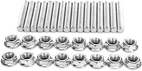Rankomu Collecteurs M8 Goujon d'échappement N811313-S431, Kit de 16 écrous de Goujon de collecteur d'échappement en Acier Inoxydable pour 4,6 et 5,4 litres V8 2 collecteurs