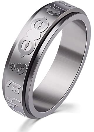 Wycian Spinner Ringe Männer, Verlobungsringe Silber Mantra Größe 6 Edelstahlbandring para Jubiläum Geburtstag
