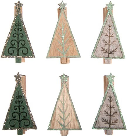 Rayher Pinces à Linge « Sapin de Noël», Bois, Feutrine, 6 pces, 3x5,2cm, Arts créatifs, décorations, Noël, Cadeau, Photo, mémo-46665999