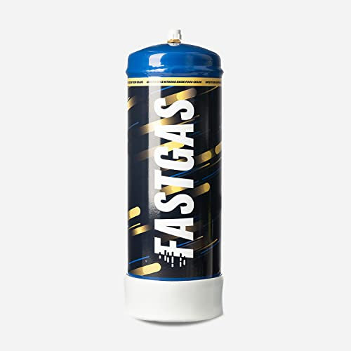 FASTGAS Bombonas Desechables N2O de 1250g, Cilindro de Acero Inoxidable, depósito 100% desechable y reciclable, 1250 g Equivalente a 167 cápsulas de Nata.