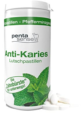 PentaSense® - Xylit Anti Karies Lutschpastillen mit Pfefferminzgeschmack gegen Plaque und Säure helfen den Zahnschmelz zu bewahren - 150 Stück