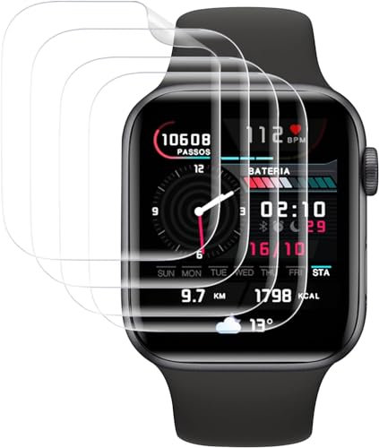 Vauki Pellicola protettiva per Apple Watch Series 6/5/4/SE 44 mm 4 Pezzi,Vetro Temperato Durezza 9H Anti-Graffio Senza Bolle Trasparente Chiaro Protezione Schermo per Apple Watch Series 6/5/4/SE 44 mm