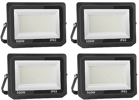 loyal LED Strahler Außen Fluter Aussen: 500W Superhell Scheinwerfer 3000K Warmweiß 50000LM - IP65 Wasserdicht Verstellbar mit Bügel für Garten, Garage, Sportplatz