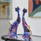 LIKEUDO Einzigartige Harzkatzen Statue für Katzenliebhaber - Perfekte Dekoration für Zuhause und Büro(Graffiti) (Blue and Purple)