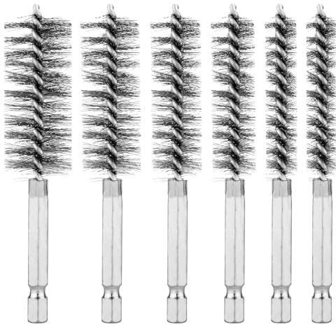 6pcs Acier Inoxydable Brosse Métallique, Brosse Métallique pour Perceuse avec Tige Hexagonale de 1/4 Pouce Brosse de Nettoyage pour Tuyaux Brosse Métallique Torsadée pour Perceuse Électrique