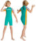 JONRRYIN Neoprenanzug Kinder Neopren Shorty Thermal Tauchen Badeanzug, 2,5 mm Neopren Rückenreißverschluss Einteilige Neoprenanzüge für Wassersport Surfen Schwimmen Tauchen Jetski (Grün, XXL)