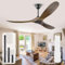 152cm Outdoor Holz Deckenventilator ohne Licht, Rustikaler Bauernhaus Deckenventilator mit Fernbedienung, 3-Blatt großer Luftstrom Propeller Deckenvetilator für Terrassen Gazebo überdacht Draußen