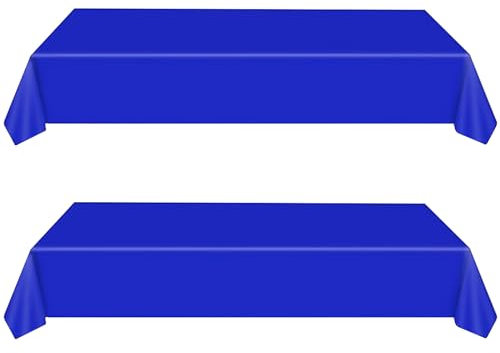 137 * 274cm Tischdecke Einweg Plastiktischdecke Marineblau, 2 Stück Kunststoff Tischdecken Rechteckige wasserdichte Tischabdeckung für Indoor Outdoor Europäische Themenparty Weihnachten Hochzeit