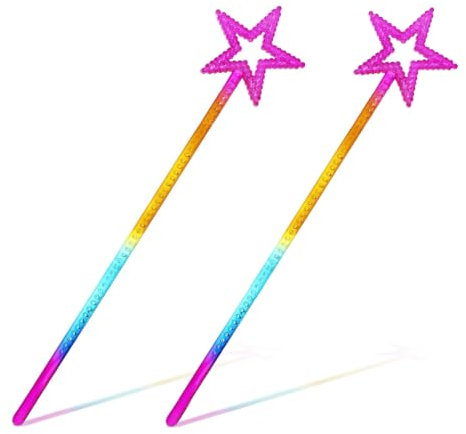 WeddHuis 2 Pezzi Bacchetta Magica, Bambina con Stella Glitter, Bacchetta Fata per Bambine, con Cristallo, Fata con Stella, per Costumi di Natale e Decorazioni Cosplay