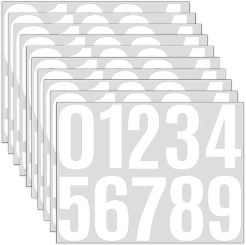 10 cm Groß Zahlen Aufkleber,10 Blätter 0-9 Weiß Klebezahlen Wetterfest Sticker(100 Stück Zahlen),Number stickers,Selbstklebende Zahlen für Mülleimer,Briefkasten,Hausnummer