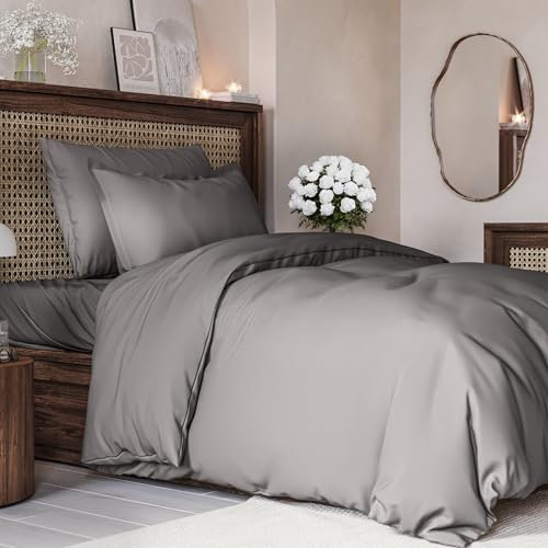 Super-Kingsize-Bettbezug-Set, 3-teilig, 260 x 220 cm Bezug + 2 Kissenbezüge 50 x 80 cm, superweiches, atmungsaktives und knitterfreies Mikrofaser-Polyester, starker Reißverschluss und Eckbänder