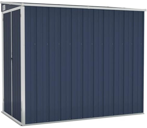KOIECETA Anbauschuppen Wand Geräteschuppen Gartenhaus Gerätehaus Gartenschrank Gartenschuppen Fahrradhaus Schuppen Anthrazit 118x194x178 cm Verzinkter Stahl