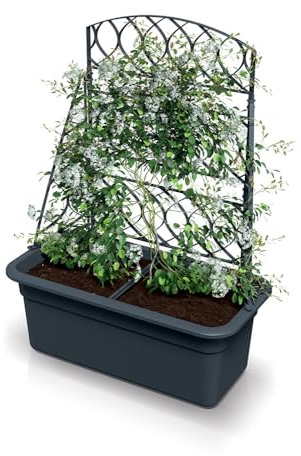 Tymar Pflanzkasten mit rankgitter, Blumenkasten, Blumenkübel, Pflanzkübel mit spalier, Planter Box 58x29x78cm_BLOMA (1 Stück; Anthrazit)