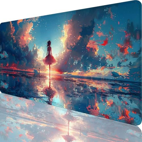 Tapis de Souris Gamer 1600x800x3 mm, Grand Tapis de Souris Bleu, Dessin Animé Mouse Pad Imperméable et Antidérapant, Multifonction Grand Sous Main Bureau pour Clavier et Souris, Gamer Decoration 40-Si