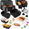 Air Fryer Accessories for Philips Airfryer Dual Basket 3000 Series NA350/NA550 Hot Airfryer Accessories 23PCS Included Silicone Mould, Grilling Rack, Cake Moulds, Gloves, Oil Brush, Tong, etc