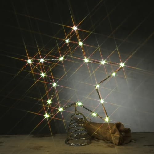 LED Weihnachtsbaumspitze Stern Christbaumspitze Tannenbaumspitze beleuchtet (Silber)