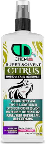 Citrus Super Solvent Bond & Tape Remover, Hair Extensions Remover Easy to Use Adhesive Tape Remover Wig Glue Dissolvent Gentle on skin best multipurpose remover Alcohol free (50ml Spray)