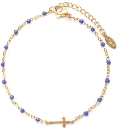 Aloha Bracciale Rosario con Perline in Acciaio Dorato Donna Idea Regalo Regolabile