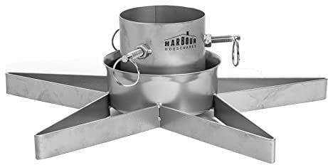 Harbour Housewares Weihnachtsbaumständer - Silber - sternförmiger Weihnachtsbaum-Dekor aus Metall, Verstellbarer Weihnachtsbaumhalter mit internem Spike, Wasserhalter und Verstellbarer Stammstütze