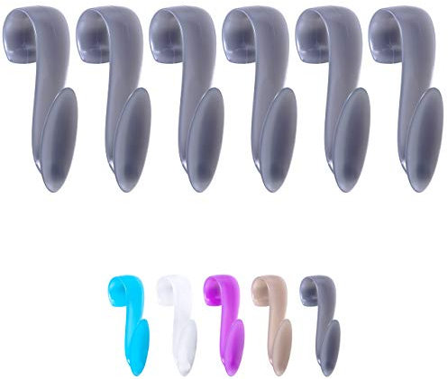 WELLGRO 6X Rundheizkörperhaken - Top Qualität Made IN Germany - Haken für Handtuch - Heizkörperhaken - Handtuchhaken - Farbe wählbar, Farbe:Grau