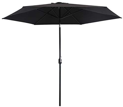 Tidyard Sonnenschirm 300 cm, Gartenschirm Balkonschirm Terrassenschirm Marktschirm Strandschirm Kurbelschirm für Balkon, Garten, Terrasse, UV Schutz und Verblassfestem, Kippbar, Schwarz