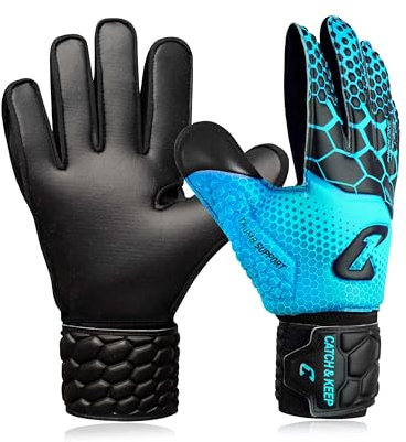 CATCH & KEEP® Kralle Junior Pro - Kinder Torwarthandschuhe - Premium Torhüterhandschuhe für Kinder - Tormannhandschuhe mit extra starkem Grip (Version 3 - Blau, 3)