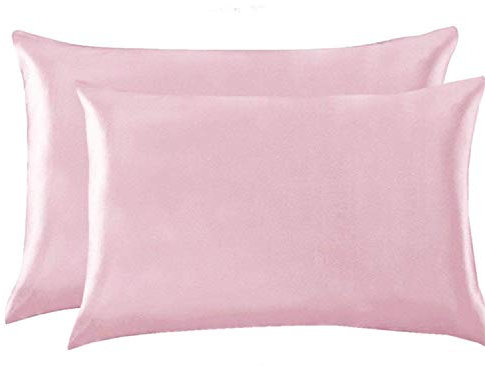Juwenin Home - Confezione da 2 federe per cuscino in pura seta di gelso, morbide, per capelli e pelle, con chiusura a busta (50 x 75 cm, Rosa)