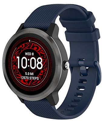 Wownadu 20MM Quick Release Armband Kompatible für Garmin Vivoactive 5/3/3 Music, Venu/Venu 2 Plus, Venu Sq/Sq Music/Sq 2 Music Armbänder Navy blau Sport Band Damen Herren Silikon Ersatzarmband