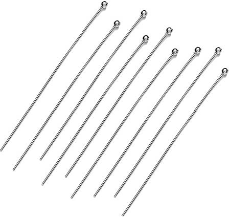 My-Bead 20 Stück Kettelstifte Nietstifte 925 Sterling Silber 70mm x 0,5mm Kopf Ø 1,8mm für Ohrhänger Schmuckherstellung