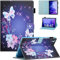 BYCeKe Hülle für Samsung Galaxy Tab A7 10,4 Zoll 2020 (SM-T500 / T505 / T507), PU Leder Stoßfest Schutzhülle Case mit Automatische Schlafen/Wachen und Standfunktion, Schmetterling und Blumen