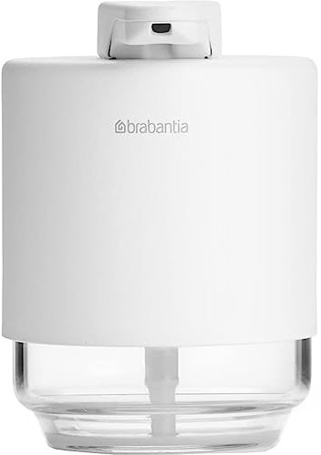 Brabantia - Mindset Seifenspender - Tropffreier Pumpmechanismus - Einfaches Nachfüllen - Aus Korrosionsbeständigem Metall & Glas - Stilvolles Badezimmerzubehör - Fresh White - 200 ml