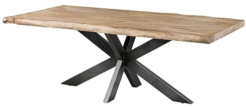 MASSIVMOEBEL24.DE Freeform 5 Baumtisch Mango - Verschiedene Größen, Farben und Gestell, Farbe:beige lackiert, Größe:200x100 cm, Gestell:Kreuzgestell anthrazit glänzend