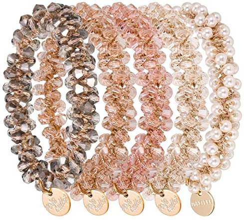 olyee Haargummis Damen Scrunchies Kristall,5 StCk Elastische Haargummi fR Frauen Haarschmuck,Zopfgummi Pferdeschwanz
