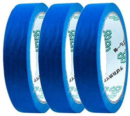 3 Rolls Blue Painters' Masking Tape, Writable Low-Tack Decorative Tape for Indoor Painting, Renovation and Decorating (20mm x 20m)