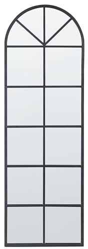 Beliani Specchio da parete a forma di finestra con struttura in metallo nero 40 x 120 cm