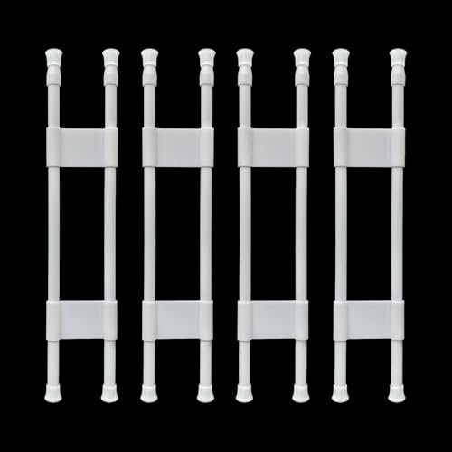 Reggory Set di 4 barre doppie per frigorifero per camper, 40-70 cm, antiscivolo, regolabili, per camper, frigorifero, cucina, libreria, armadio, bianco