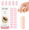 Semi Cured Gel Nail Strips - Pink Semi Cured Nail Wraps - Soft Self-Adhesive Gel Nail Stickers with Nail File Stick - Long Lasting French Tip Stickers