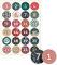 Adventskalender Aufkleber – 24 Sticker im Set – Adventskalender Zahlen für Weihnachten 2024 – 5 verschiedene Motive – Zahlen Aufkleber für Adventskalender Tüten – Kalender Sticker- BUNT