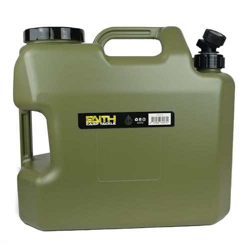 Faith Bidon d'eau avec Robinet - 18 LTR - 37x20x33cm - Vert - Sécurité Alimentaire - Poignée - Robinet de vidange - Convient pour Le Camping et la pêche - Polyéthylène - Fiabilité en déplacement