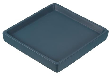 PATIKIL Platos para Macetas de 5 Pulgadas, Bandeja de Goteo Cuadrada de Cerámica para Interiores y Exteriores, Azul Oscuro