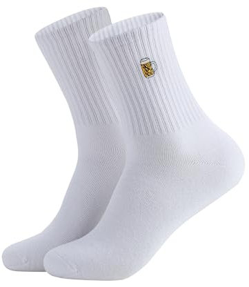 Poshzone Embroidered beer mug socks - Fashion Drinks Crew Socks for men and women,Cotton Socks,beer mug design, Beer Lovers Gift Ideas