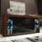Creative Furniture Sideboard 164 cm Walnut TV Unit Modern Stand Black Gloss Doors Free LED