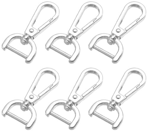 WKRTDY Llavero con gancho para bolsos, cierre giratorio de metal, Set de 6 Mosquetones con Eslabón Giratorio y Doble Gancho de Metal para Joyería, Bolsos, Costura y DIY, plata