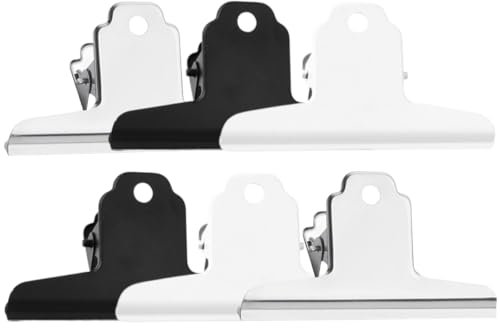 Lot de 6 Pince Métallique, 102 mm Acier inoxydable Pince à Dessin en Métal Grand, Pince Sachet Alimentaire, Pour Emballages Alimentaires, Papier, Bureau, Cuisine